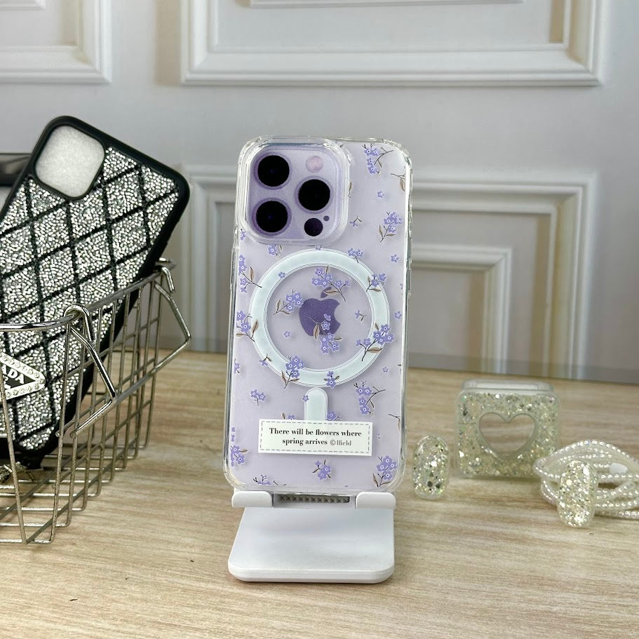 Combo wallet flores lila IPH 14 PRO