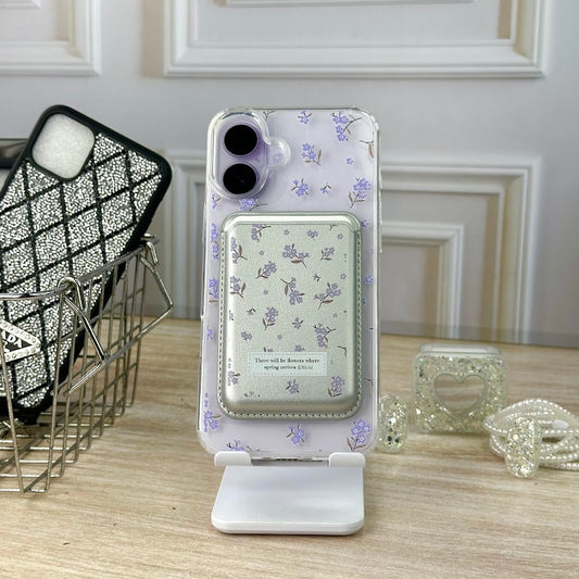 Combo wallet flores lila IPH 16 PLUS