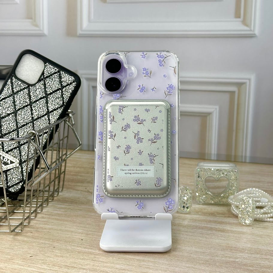 Combo wallet flores lila IPH 16