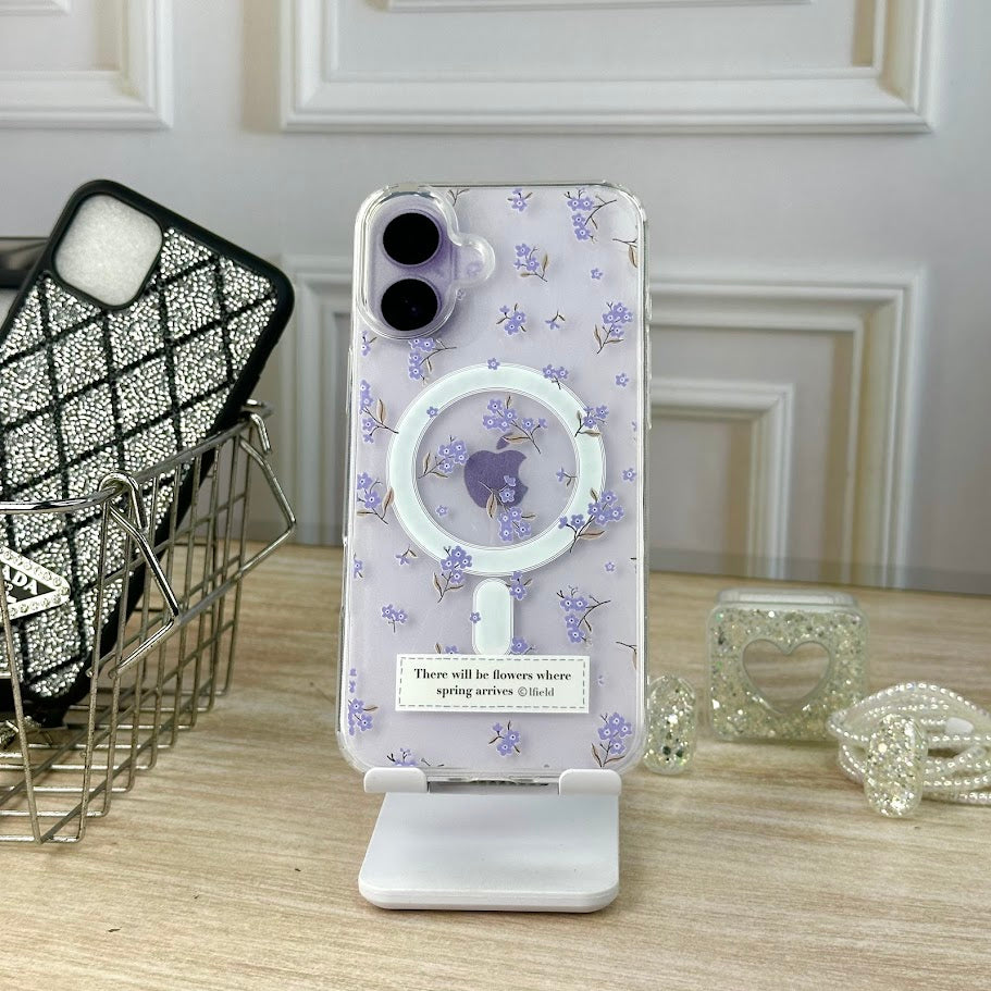 Combo wallet flores lila IPH 16 PLUS