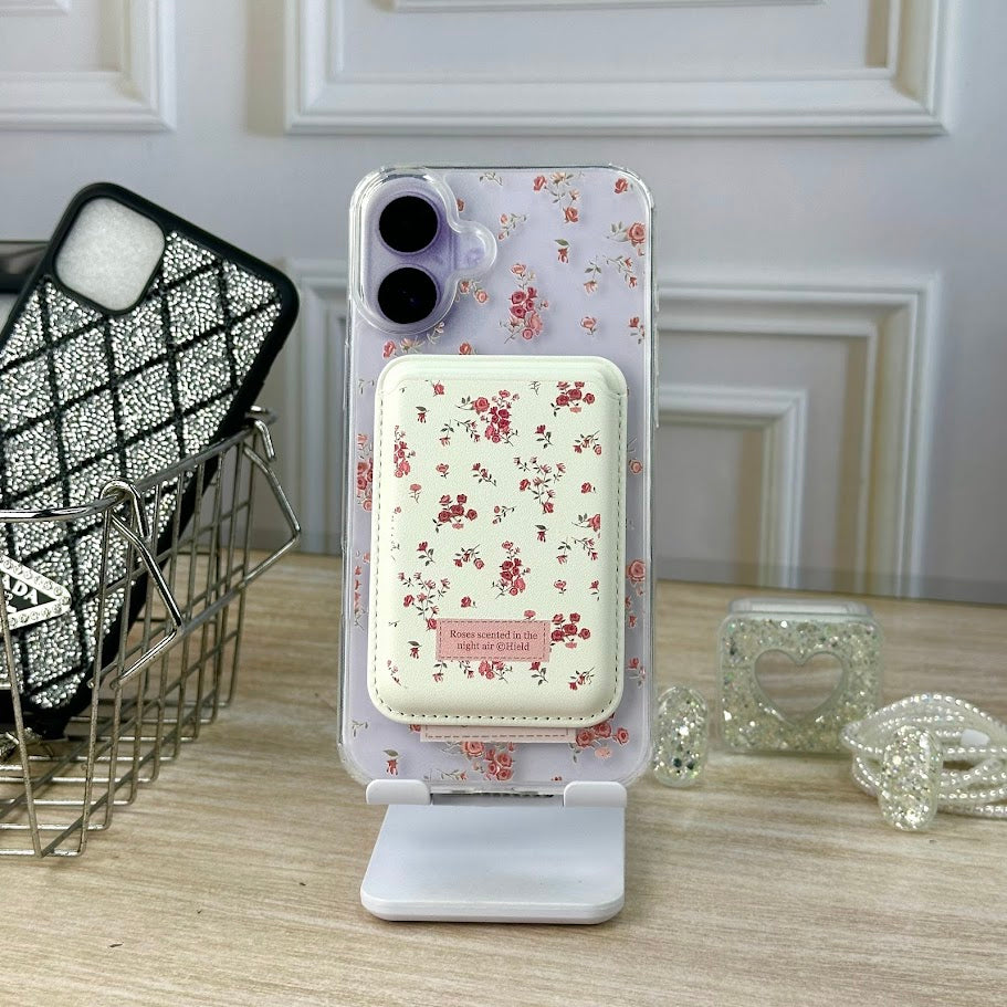 Combo wallet flores rosa IPH 16 PLUS