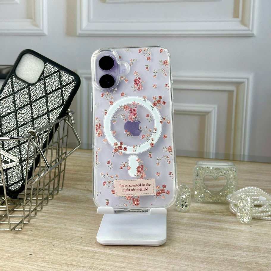 Combo wallet flores rosa IPH 16 PLUS