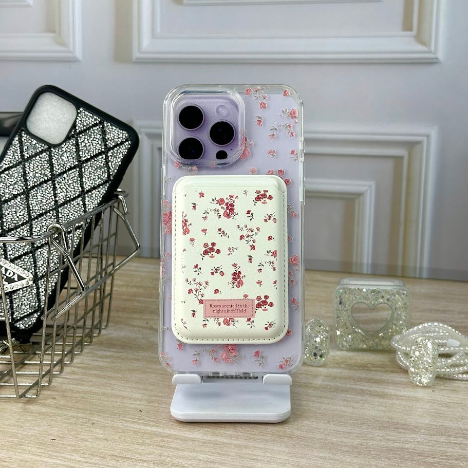 Combo wallet flores rosa IPH 15 PRO MAX