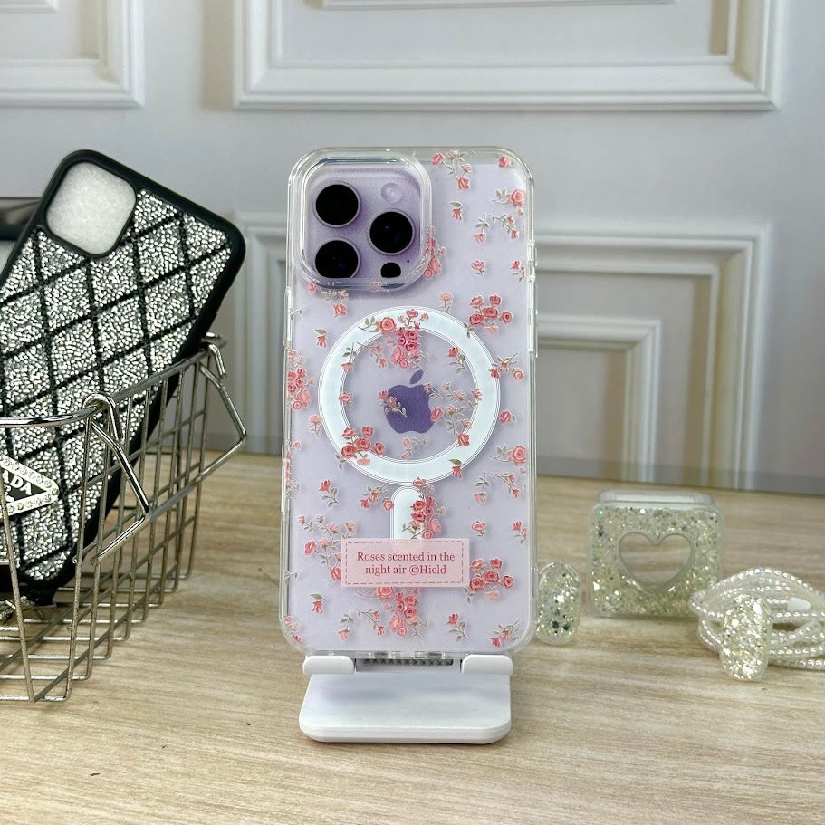 Combo wallet flores rosa IPH 14 PRO MAX