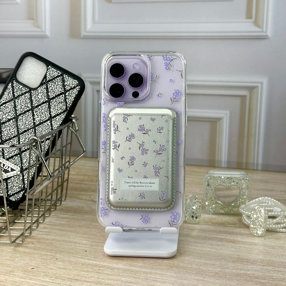 Combo wallet flores lila IPH 16 PRO MAX