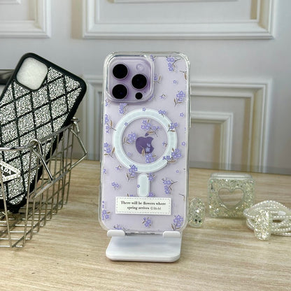 Combo wallet flores lila IPH 15 PRO MAX