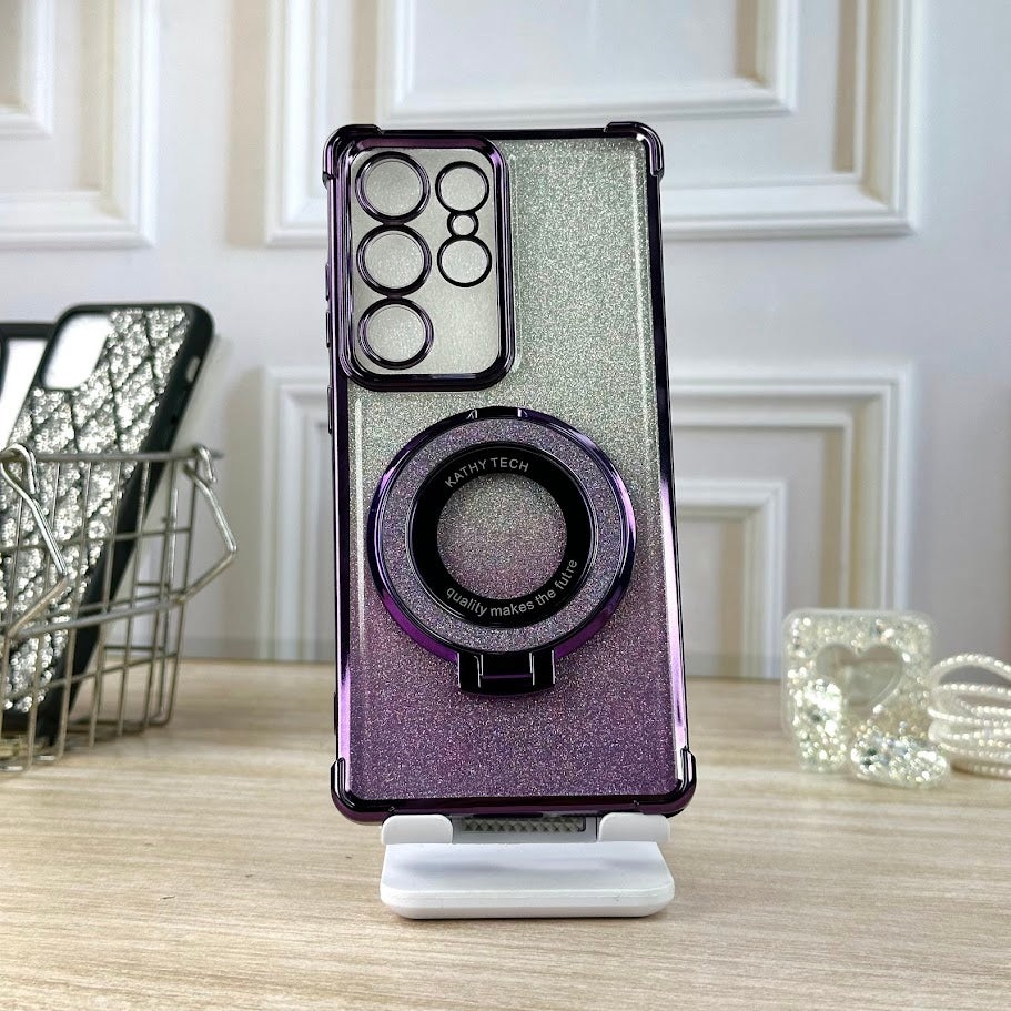 GLITTER MORADO Y SOPORTE SM S25 ULTRA