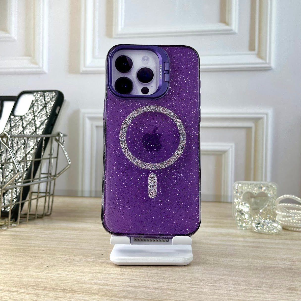 Combo glitter morado IPH 15 PRO MAX