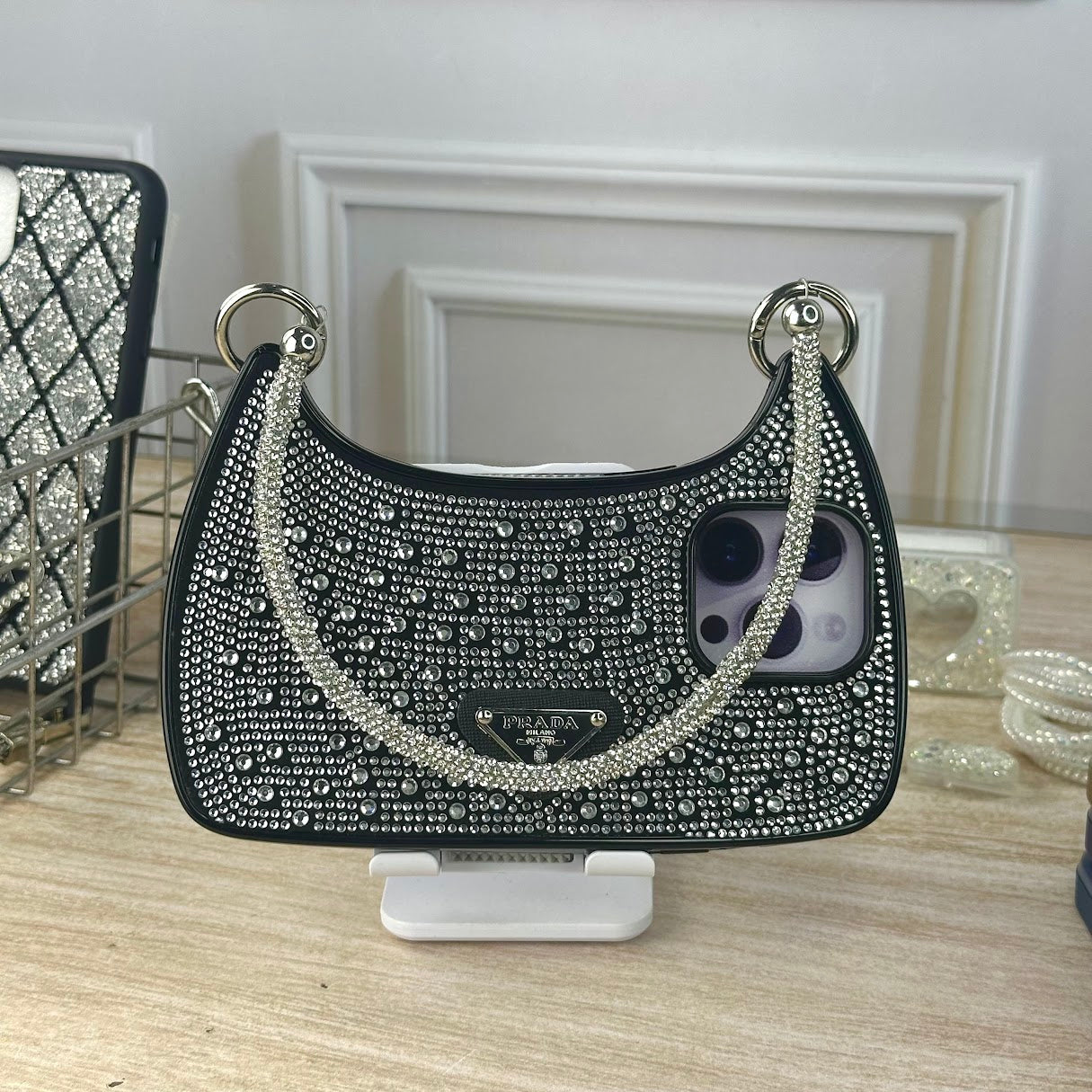 Bolso prada negro IPH 14 PRO MAX