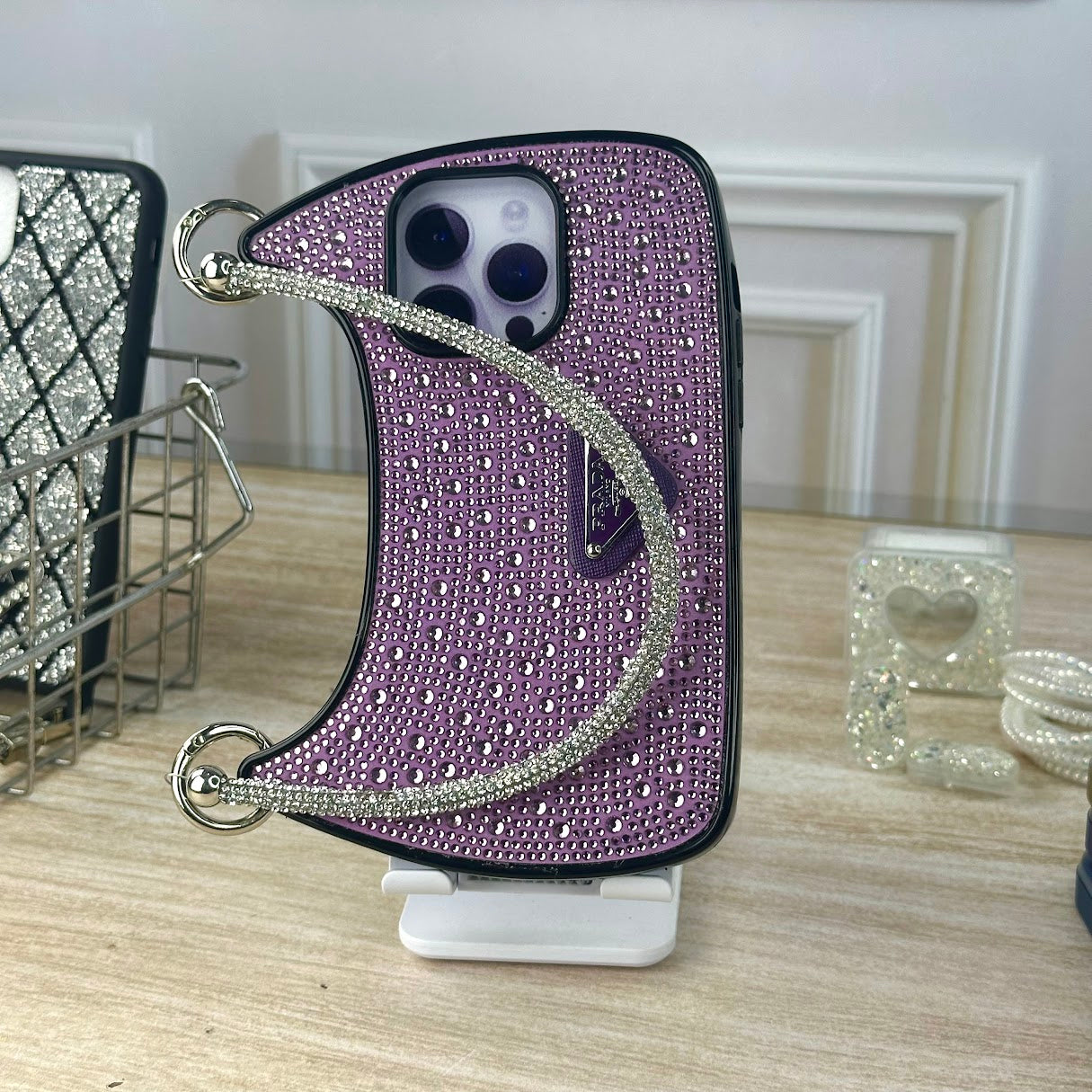 BOLSO PRADA MORADO IPH 14 PRO MAX