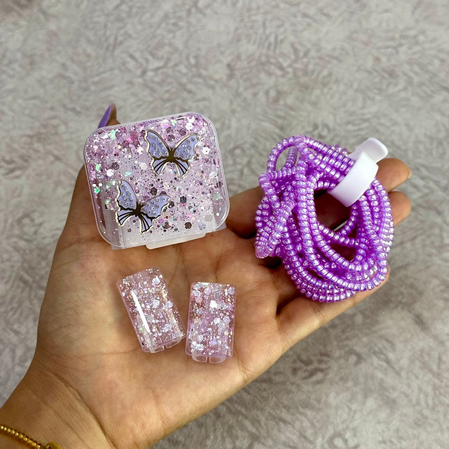 PROTECTOR DE CARGADOR MARIPOSA LILA