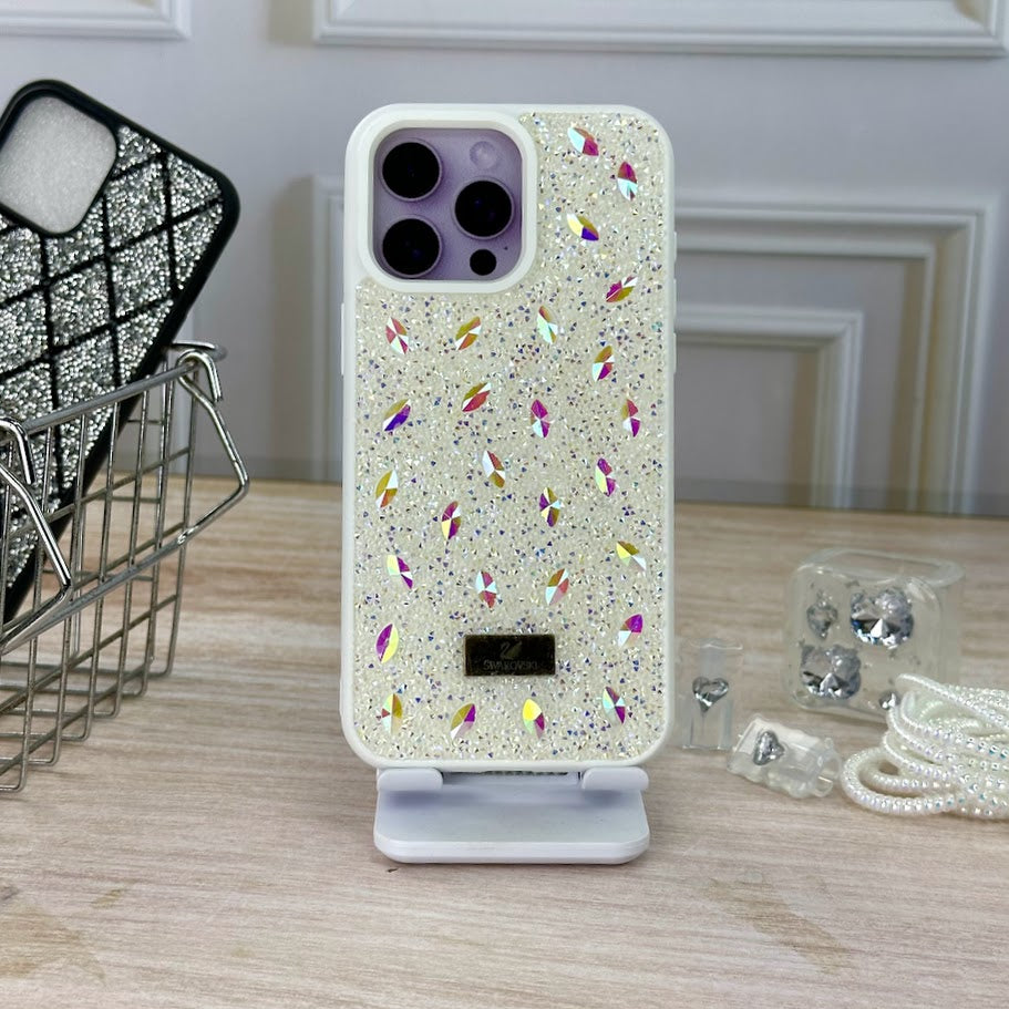 Swarovski blanco perlas IPH 15 PRO MAX