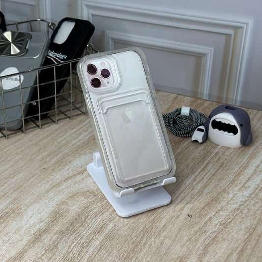Tarjetero transparente 360 blanco IPH 11 PRO