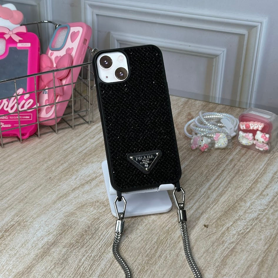 Prada brillante negro + strap IPH 13/14