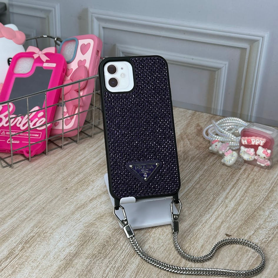 Prada brillante morado + strap IPH 12/12 PRO