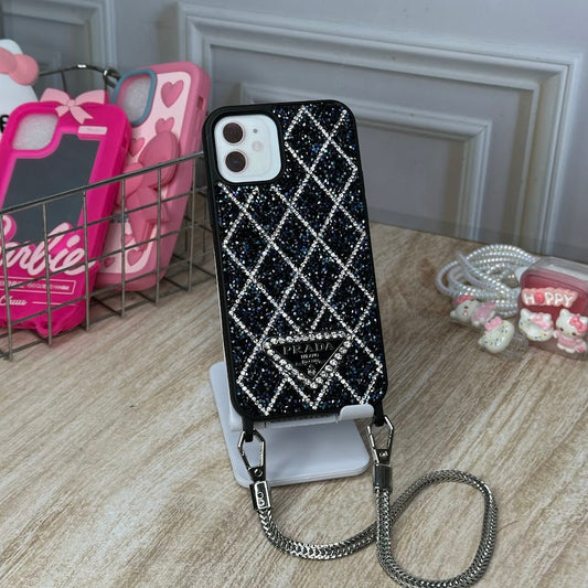 Prada diamante azul + strap IPH 12 y 12 PRO