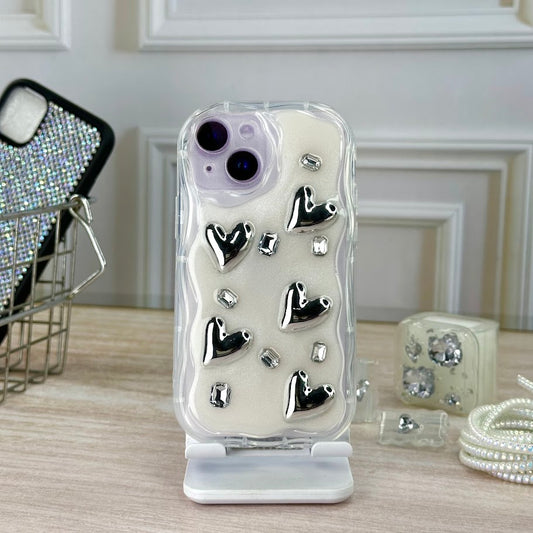 corazón plata corazón iph 13 mini