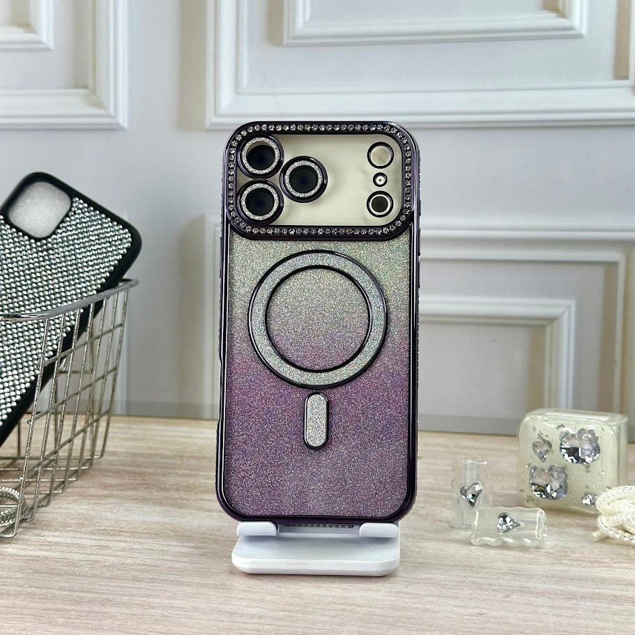 Glitter morado IPH 17 PRO MAX