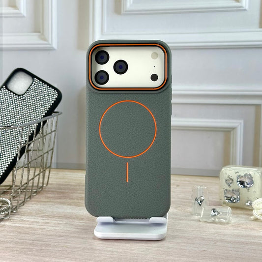 Tipo cuero gris IPH 17 PRO MAX