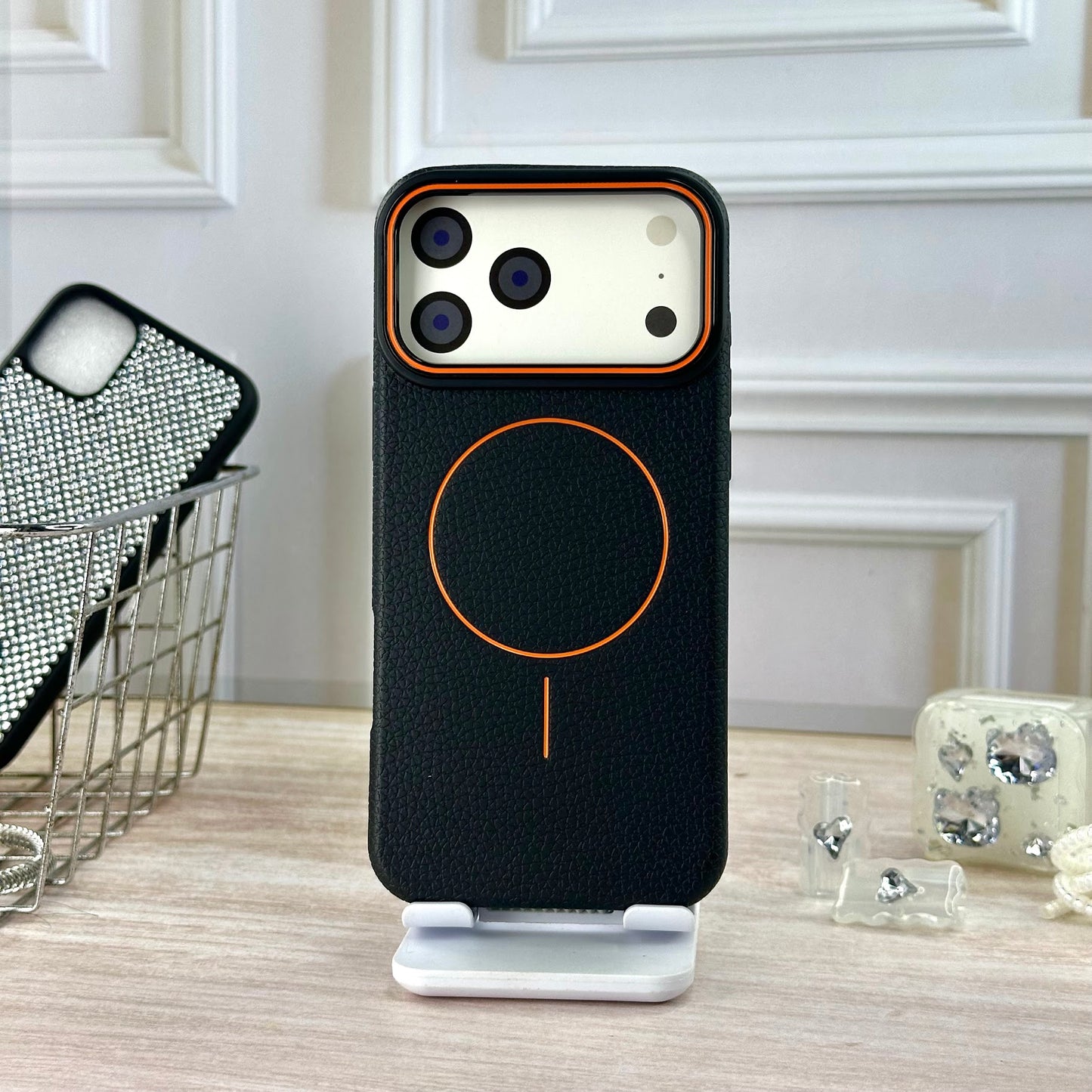 Tipo cuero negro IPH 17 PRO MAX