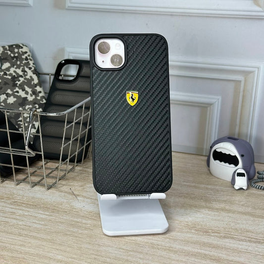 Ferrari negro estilo en cuero IPH 14/15 PLUS