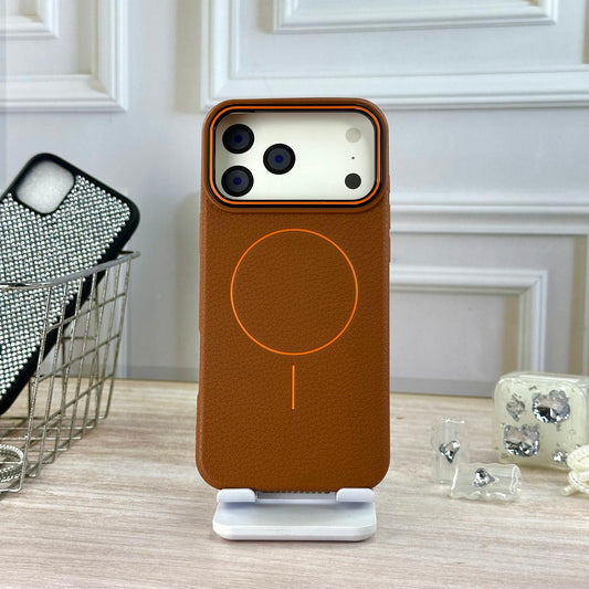 Tipo cuero cafe IPH 17 PRO MAX