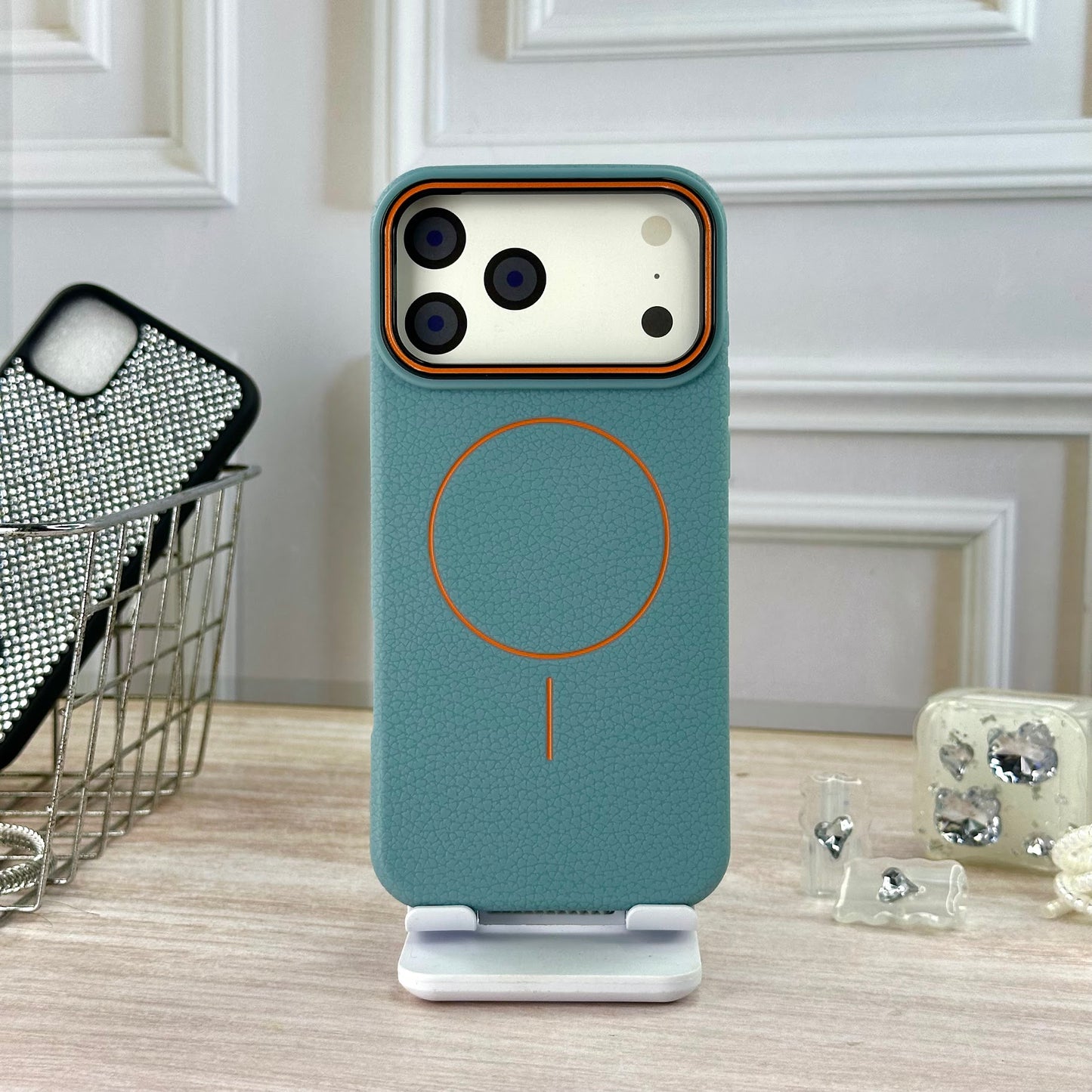 Tipo cuero azul marino IPH 17 PRO MAX