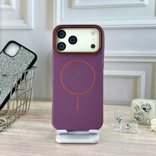 Tipo cuero morado IPH 17 PRO MAX