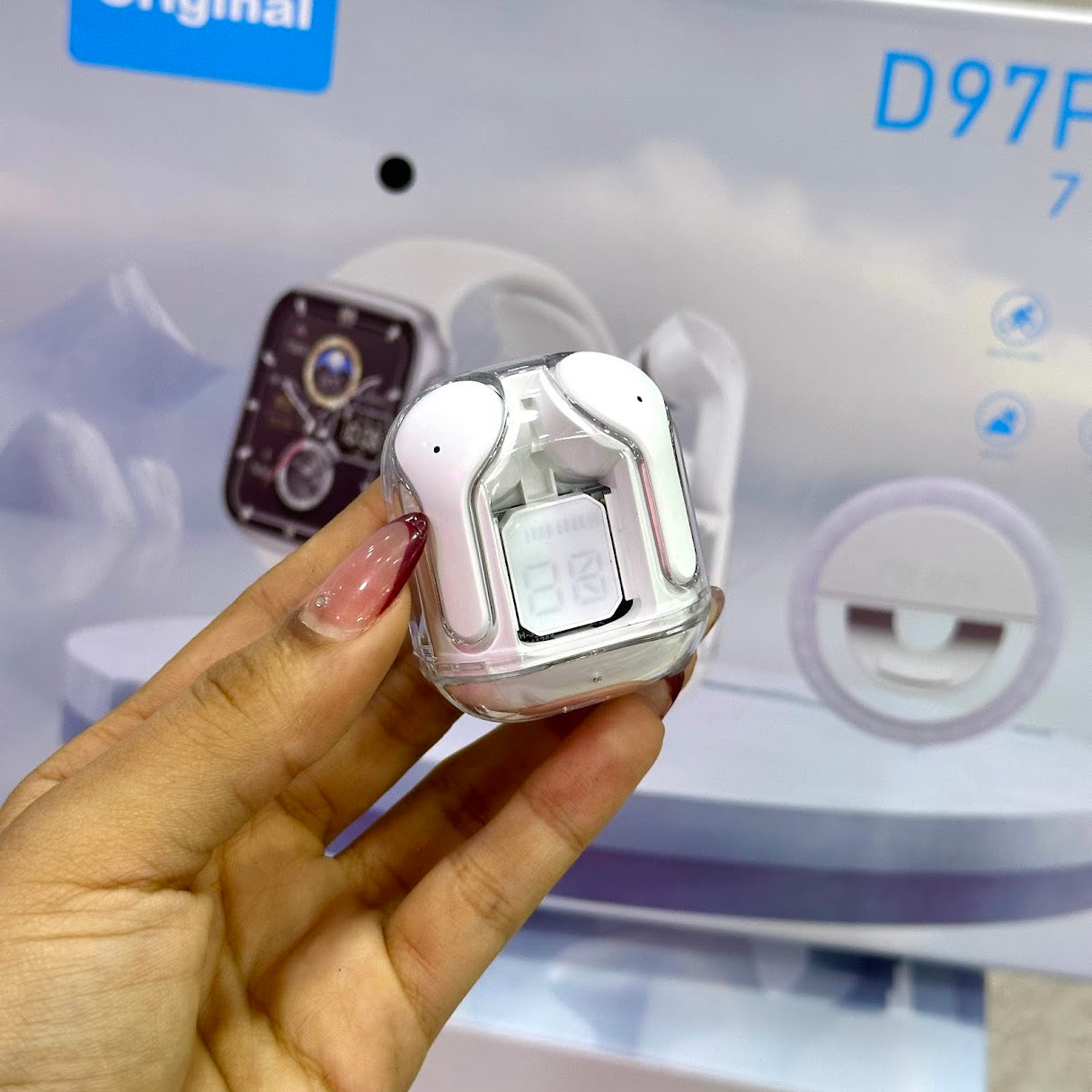 Combo reloj D97 con AirPods y mini aro de luz