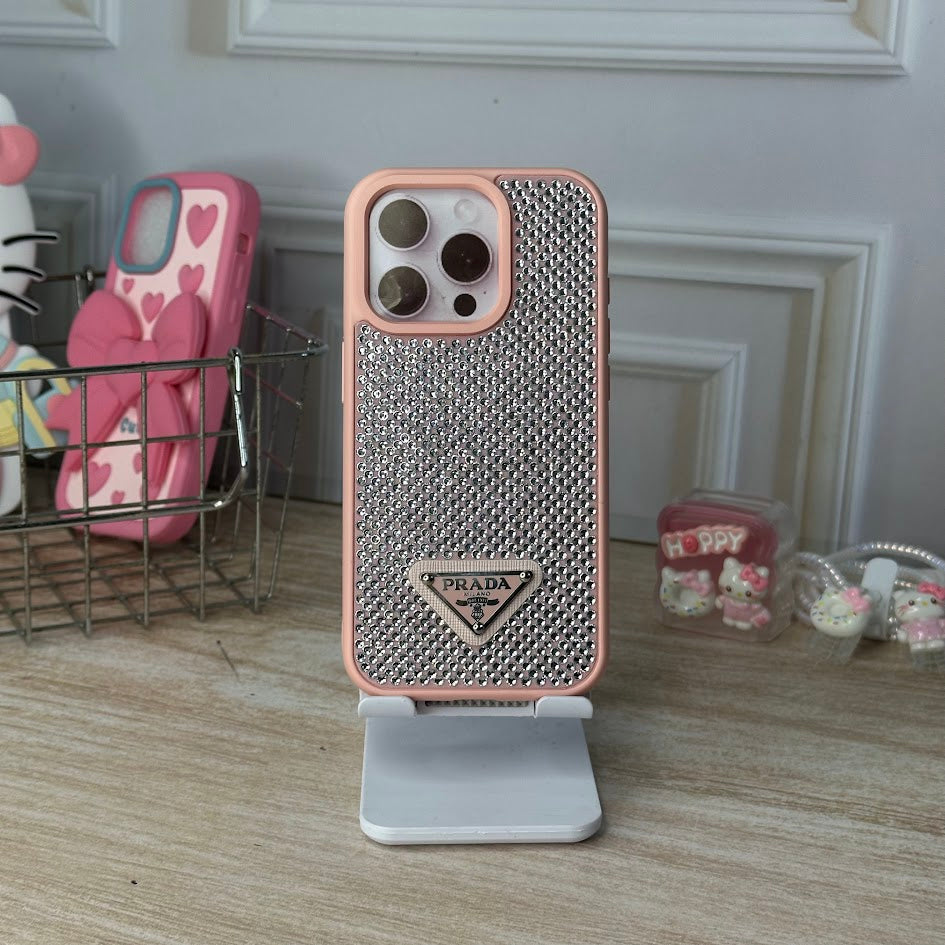 Prada diamante rosado IPH 15 PRO