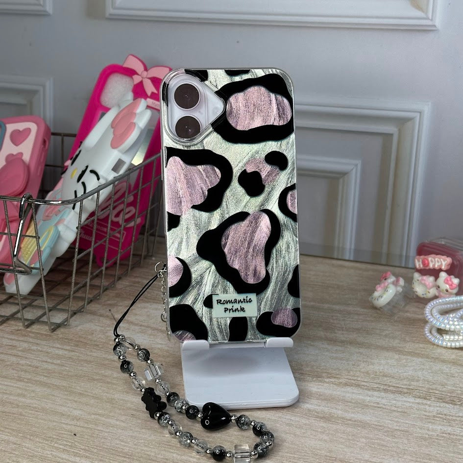 Animal print rosa + strap IPH 16 PLUS