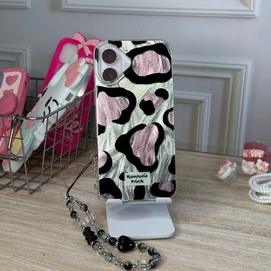 Animal print rosa + strap IPH 16 PLUS