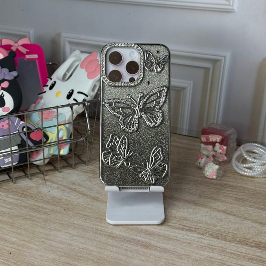 Mariposa brillante plateada IPH 15 PRO MAX