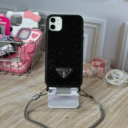 Prada brillante negro + strap IPH 11