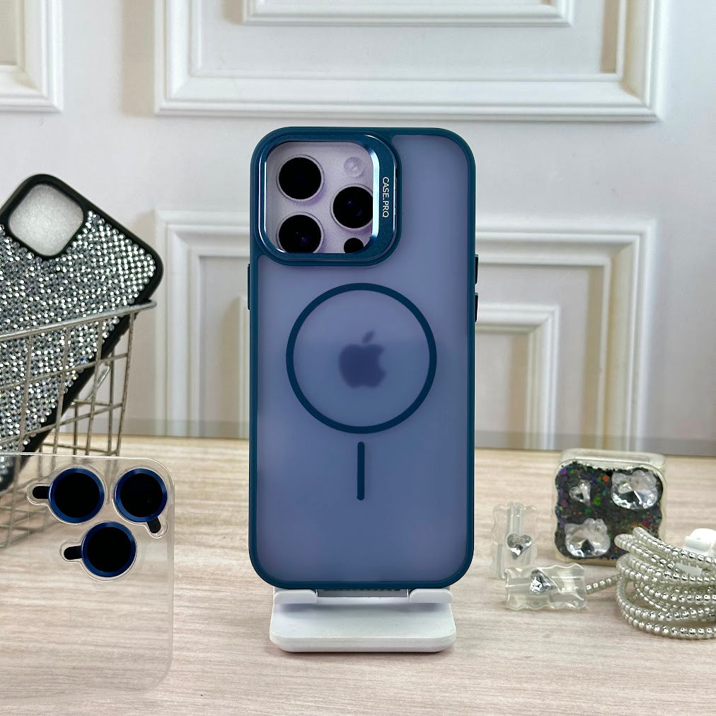 Humo transpirado azul con soporte IPH 14 PRO MAX