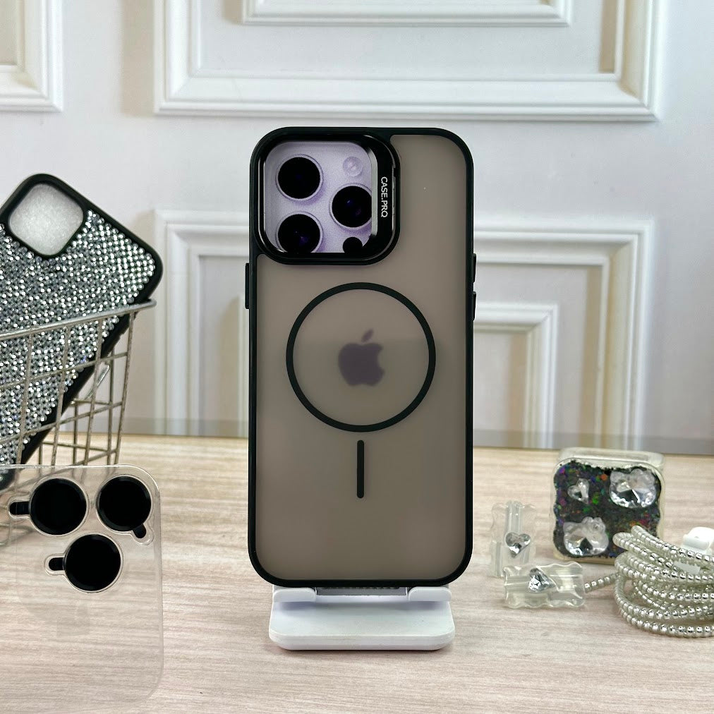 Humo transpirado negro con soporte IPH 16 PRO MAX