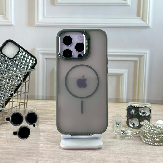 Humo transpirado gris con soporte IPH 16 PRO MAX