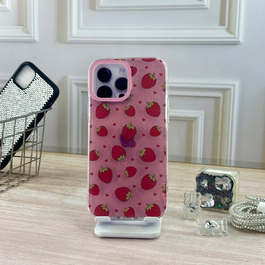 GLITTER FRESAS IPH 14 PRO MAX