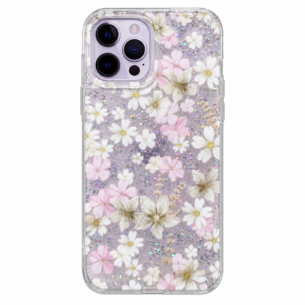 CASE FLORES BRILLOS Y STRAP IPH 12 PRO MAX/13 PRO MAX