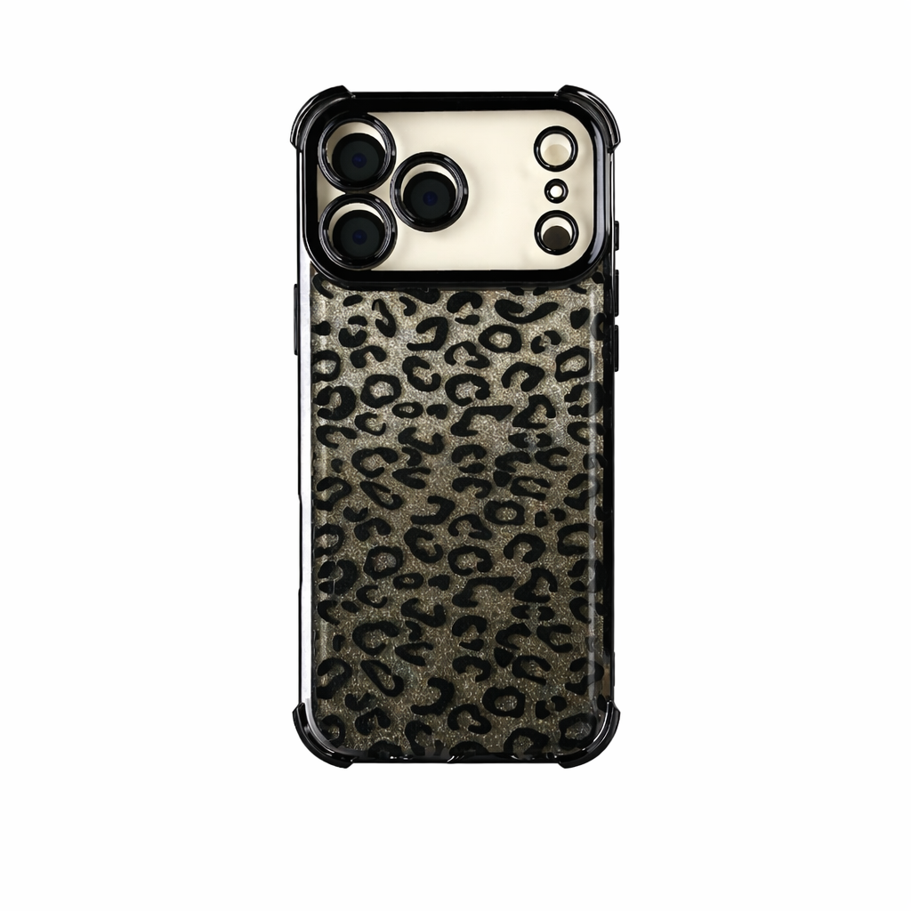 ANIMAL PRINT NEGRO CON STRAP DE PLATA IPH 17 PRO MAX