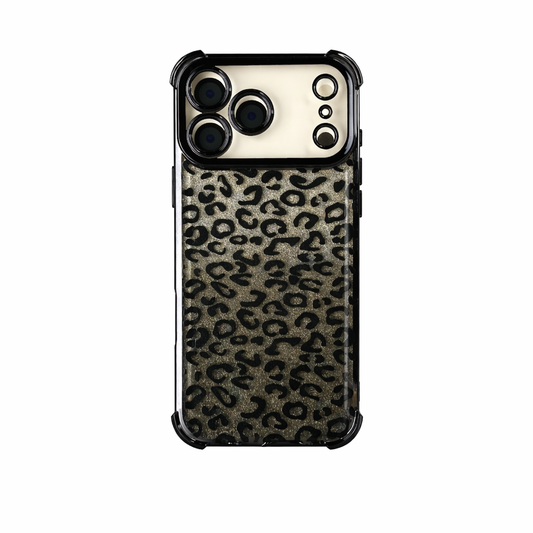 ANIMAL PRINT NEGRO CON STRAP DE PLATA IPH 17 PRO MAX